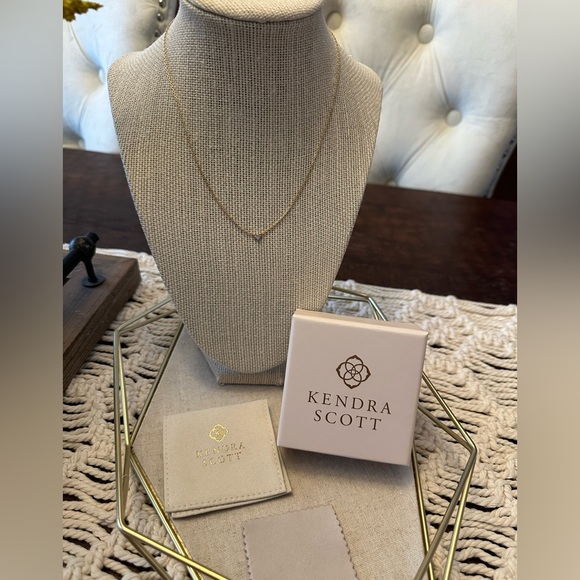 Kendra Scott Tiny Ari Heart Necklace In Gold Vermeil - New With Tags